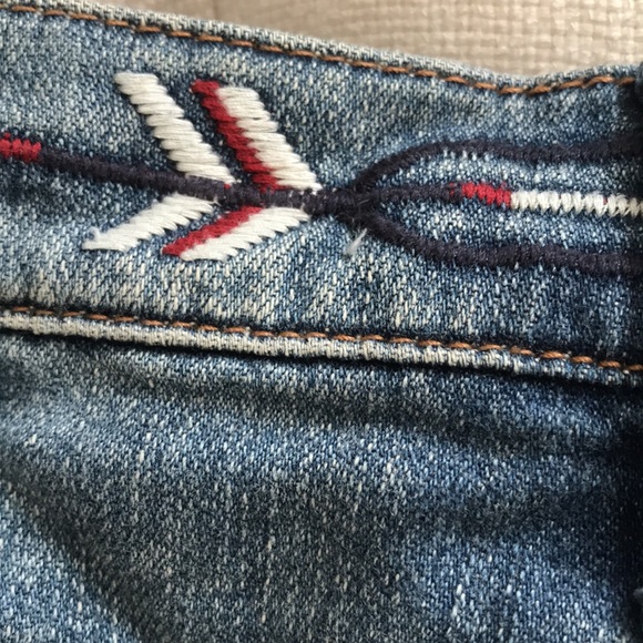 Amazing Mini Else Denim skirt with Embroidered Arrow detail at waist line. EUC! - Picture 3 of 11